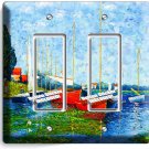 CLAUDE MONET RED BOATS ON A LAKE DOUBLE GFCI LIGHT SWITCH WALL PLATES ROOM DECOR CLAUDE MONET RED BOATS ON A LAKE DOUBLE GFCI LIGHT SWITCH WALL PLATES ROOM DECOR