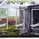COUNTRY RUSTIC OUTHOUSE FARM BATH 3 GANG GFCI LIGHT SWITCH WALL PLATE HOME DECOR
