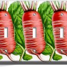 RED RADISH RETRO GRAVURE TRIPLE LIGHT SWITCH WALLPLATE COVER VEGAN KITCHEN DECOR