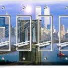 NYC NEW YORK CITY BROOKLYN BRIDGE TWIN TOWERS 4 GFI LIGHT SWITCH PLATE ART DECOR NYC NEW YORK CITY BROOKLYN BRIDGE TWIN TOWERS 4 GFI LIGHT SWITCH PLATE ART DECOR