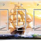 SAILING SHIP SAILBOAT OCEAN LIGHT TRIPLE GFCI SWITCH WALL PLATE COVER ROOM DECOR