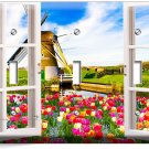 WINDOW VIEW WINDMILL TULIPS FARM FIELD 3 GANG LIGHT SWITCH WALL PLATE ROOM DECOR