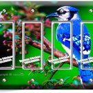 BLUE JAY NORTH AMERICAN BIRD ON A TREE 4 GANG GFCI LIGHT SWITCH PLATE ROOM DECOR