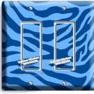 BLUE ZEBRA ANIMAL PRINTS STRIPES LIGHT 2 GANG GFCI SWITCH WALL PLATES ROOM DECOR BLUE ZEBRA ANIMAL PRINTS STRIPES LIGHT 2 GANG GFCI SWITCH WALL PLATES ROOM DECOR
