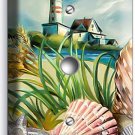 NAUTICAL SEA SHELL LIGHTHOUSE LIGHT DIMMER CABLE WALL PLATE BATHROOM HOUSE DECOR