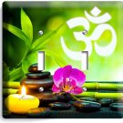 FENG SHUI STONES BAMBOO OM SYMBOL YOGA DOUBLE LIGHT SWITCH WALL PLATE ROOM DECOR