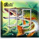 GONE FISHING PIKE LURE LAKE 2 GANG GFCI LIGHT SWITCH WALL PLATE ROOM CABIN DECOR GONE FISHING PIKE LURE LAKE 2 GANG GFCI LIGHT SWITCH WALL PLATE ROOM CABIN DECOR