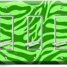 GREEN ZEBRA STRIPES ANIMAL PRINTS 3 GANG GFCI LIGHT SWITCH WALL PLATE ROOM DECOR