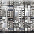 BRUSHED CROME TILE METAL DESIGN TRIPLE GFI LIGHT SWITCH WALL PLATE KITCHEN DECOR
