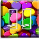 COLORFUL 3D HEARTS ROMANTIC LIGHT SWITCH 2 GANG GFCI WALL PLATE BEDROOM HD DECOR