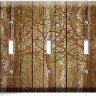 RUSTIC WOOD TREE OF LIFE ANTIQUE DESIGN TRIPLE LIGHT SWITCH PLATES BEDROOM DECOR