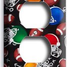 AMERICAN FOOTBALL BALLS RED BLUE GREEN HELMETS OUTLET WALL PLATE BOYS ROOM DECOR
