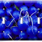 BLUE RADISHES TRIPLE LIGHT SWITCH PLATE COVER VEGAN VEGETARIAN NEW KITCHEN DECOR