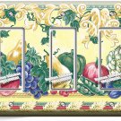FRESH FRUITS VEGETABLES VICTORIAN TRIPLE GFCI LIGHT SWITCH PLATES KITCHEN DECOR