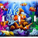 TROPICAL SEA CORAL CLOWN FISH AQUARIUM TRIPLE LIGHT SWITCH WALL PLATE ROOM DECOR TROPICAL SEA CORAL CLOWN FISH AQUARIUM TRIPLE LIGHT SWITCH WALL PLATE ROOM DECOR