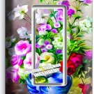 BLUE VASE VIBRANT FLOWERS PAINTING SINGLE GFCI LIGHT SWITCH PLATE ROOM ART DECOR