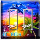 FLORIDA PALM OCEAN DOLPHINS SUNSET DOUBLE GFI LIGHT SWITCH WALL PLATE ROOM DECOR FLORIDA PALM OCEAN DOLPHINS SUNSET DOUBLE GFI LIGHT SWITCH WALL PLATE ROOM DECOR