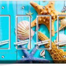 RUSTIC TURQUOISE WOOD NAUTICAL SEA SHELL STARFISH 4 GANG GFCI LIGHT SWITCH PLATE RUSTIC TURQUOISE WOOD NAUTICAL SEA SHELL STARFISH 4 GANG GFCI LIGHT SWITCH PLATE