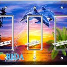 FLORIDA PALM OCEAN DOLPHINS SUNSET TRIPLE GFI LIGHT SWITCH WALL PLATE ROOM DECOR FLORIDA PALM OCEAN DOLPHINS SUNSET TRIPLE GFI LIGHT SWITCH WALL PLATE ROOM DECOR