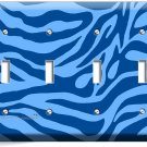 BLUE ZEBRA ANIMAL PRINTS STRIPES LIGHT 4 GANG SWITCH WALL PLATES ROOM HOME DECOR BLUE ZEBRA ANIMAL PRINTS STRIPES LIGHT 4 GANG SWITCH WALL PLATES ROOM HOME DECOR