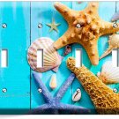 RUSTIC TURQUOISE WOOD NAUTICAL SEA SHELL STARFISH 4 GANG LIGHT SWITCH WALL PLATE RUSTIC TURQUOISE WOOD NAUTICAL SEA SHELL STARFISH 4 GANG LIGHT SWITCH WALL PLATE