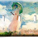 CLAUDE MONET WOMAN WITH A PARASOL PAINTING TRIPLE LIGHT SWITCH PLATES ROOM DECOR