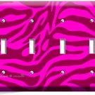 HOT PINK ZEBRA STRIPE ANIMAL PRINT 4 GANG LIGHT SWITCH WALL PLATE ROOM ART DECOR HOT PINK ZEBRA STRIPE ANIMAL PRINT 4 GANG LIGHT SWITCH WALL PLATE ROOM ART DECOR