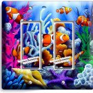 TROPICAL CORAL CLOWN FISH AQUARIUM DOUBLE GFI LIGHT SWITCH WALL PLATE ROOM DECOR