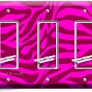 HOT PINK ZEBRA STRIPE ANIMAL PRINT 3 GANG GFI LIGHT SWITCH WALL PLATE ROOM DECOR