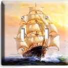 SAILING SHIP SAILBOAT OCEAN LIGHT DOUBLE SWITCH WALL PLATE COVER HOME ROOM DECOR