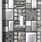 BRUSHED CROME TILE METAL DESIGN SINGLE LIGHT SWITCH WALLPLATE KITCHEN ROOM DECOR BRUSHED CROME TILE METAL DESIGN SINGLE LIGHT SWITCH WALLPLATE KITCHEN ROOM DECOR