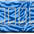 BLUE ZEBRA ANIMAL PRINTS STRIPES LIGHT 4 GANG GFCI SWITCH WALL PLATES ROOM DECOR BLUE ZEBRA ANIMAL PRINTS STRIPES LIGHT 4 GANG GFCI SWITCH WALL PLATES ROOM DECOR