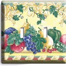 FRESH FRUITS VEGETABLES VICTORIAN STYLE DOUBLE LIGHT SWITCH PLATES KITCHEN DECOR