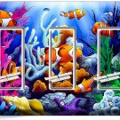 TROPICAL CORAL CLOWN FISH AQUARIUM TRIPLE GFI LIGHT SWITCH WALL PLATE ROOM DECOR