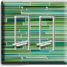 GREEN MOSAIC GLASS TILES DESIGN DOUBLE GFI LIGHT SWITCH WALL PLATE KITCHEN DECOR GREEN MOSAIC GLASS TILES DESIGN DOUBLE GFI LIGHT SWITCH WALL PLATE KITCHEN DECOR