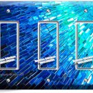 BLUE PEARL MOSAIC TILE DESIGN TRIPLE GFCI LIGHT SWITCH WALL PLATE KITCHEN DECOR
