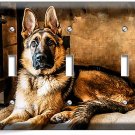 GORGEOUS ADULT GERMAN SHEPHERD DOG TRIPLE LIGHT SWITCH WALL COVER NEW ROOM DECOR
