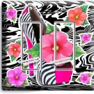 HOT PINK ZEBRA HIGH HEEL SHOES FLOWERS 2 GANG GFCI LIGHT SWITCH WALL ROOM DECOR