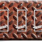 RUSTED INDUSTRIAL DIAMOND METAL RUSTIC TRIPLE GFCI LIGHT SWITCH PLATE ROOM DECOR RUSTED INDUSTRIAL DIAMOND METAL RUSTIC TRIPLE GFCI LIGHT SWITCH PLATE ROOM DECOR