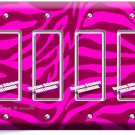 HOT PINK ZEBRA STRIPE ANIMAL PRINT 4 GANG GFI LIGHT SWITCH WALL PLATE ROOM DECOR HOT PINK ZEBRA STRIPE ANIMAL PRINT 4 GANG GFI LIGHT SWITCH WALL PLATE ROOM DECOR