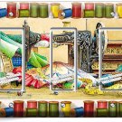 RETRO SEWING MACHINE SPOOLS YARN TRIPLE GFI LIGHT SWITCH PLATE TAILOR ROOM DECOR RETRO SEWING MACHINE SPOOLS YARN TRIPLE GFI LIGHT SWITCH PLATE TAILOR ROOM DECOR