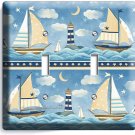 NAUTICAL BABY NURSERY SAILBOATS DOUBLE LIGHT SWITCH WALL PLATES ROOM HOUSE DECOR NAUTICAL BABY NURSERY SAILBOATS DOUBLE LIGHT SWITCH WALL PLATES ROOM HOUSE DECOR