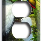 WATERFALL PEACOCK BIRDS WHITE COLORFUL FEATHERS OUTLET WALL PLATE ROOM ART DECOR