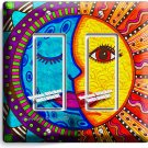 MEXICAN FOLK ART MOON AND SUN DOUBLE GFI LIGHT SWITCH WALL PLATE ROOM HOME DECOR MEXICAN FOLK ART MOON AND SUN DOUBLE GFI LIGHT SWITCH WALL PLATE ROOM HOME DECOR