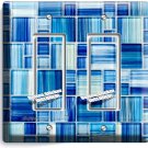 BLUE GLASS TILES LOOK DOUBLE GFI LIGHT SWITCH WALL PLATE KITCHEN BATHROOM DECOR BLUE GLASS TILES LOOK DOUBLE GFI LIGHT SWITCH WALL PLATE KITCHEN BATHROOM DECOR