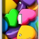 COLORFUL 3D HEARTS ROMANTIC LIGHT SWITCH 1 GANG WALL PLATE BEDROOM ROOM HD DECOR