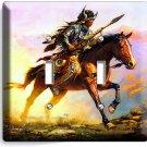 NATIVE AMERICAN INDIAN CHIEF WARRIOR ON A HORSE DOUBLE LIGHT SWITCH PLATES DECOR NATIVE AMERICAN INDIAN CHIEF WARRIOR ON A HORSE DOUBLE LIGHT SWITCH PLATES DECOR