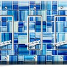 BLUE GLASS TILES LOOK TRIPLE GFI LIGHT SWITCH WALL PLATE KITCHEN BATHROOM DECOR BLUE GLASS TILES LOOK TRIPLE GFI LIGHT SWITCH WALL PLATE KITCHEN BATHROOM DECOR