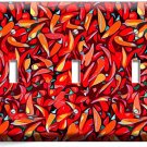 HOT RED CHILI PEPPERS ABSTRACT ART TRIPLE LIGHT SWITCH PLATE COVER KITCHEN DECOR
