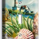 NAUTICAL SEA SHELLS LIGHTHOUSE SINGLE LIGHT SWITCH PLATE BATHROOM HOUSE HD DECOR NAUTICAL SEA SHELLS LIGHTHOUSE SINGLE LIGHT SWITCH PLATE BATHROOM HOUSE HD DECOR